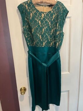 The Limited Teal Lace-Top Midi Dress